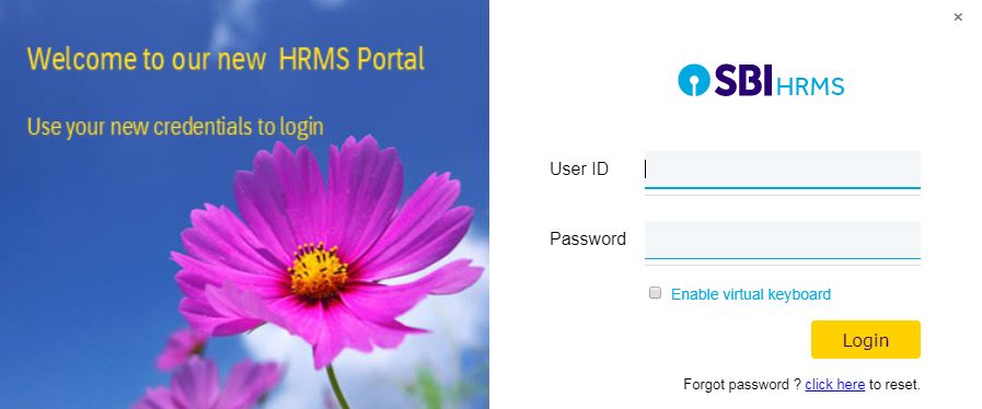 Login Screen for SBI HRMS Portal