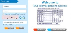 Net Banking new user BOI