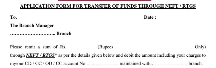 Central Bank of India RTGS NEFT form
