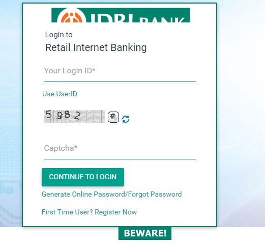idbi net banking registration first time