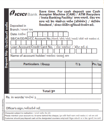 icici bank customer copy form