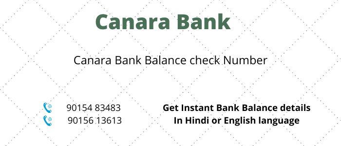 Canara Bank Balance Check Number