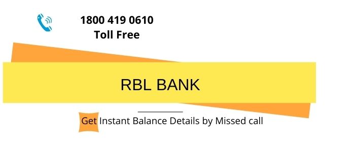 RBL Bank Balance check Number