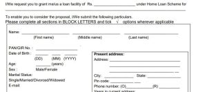 Bank of India Home loan Application form
